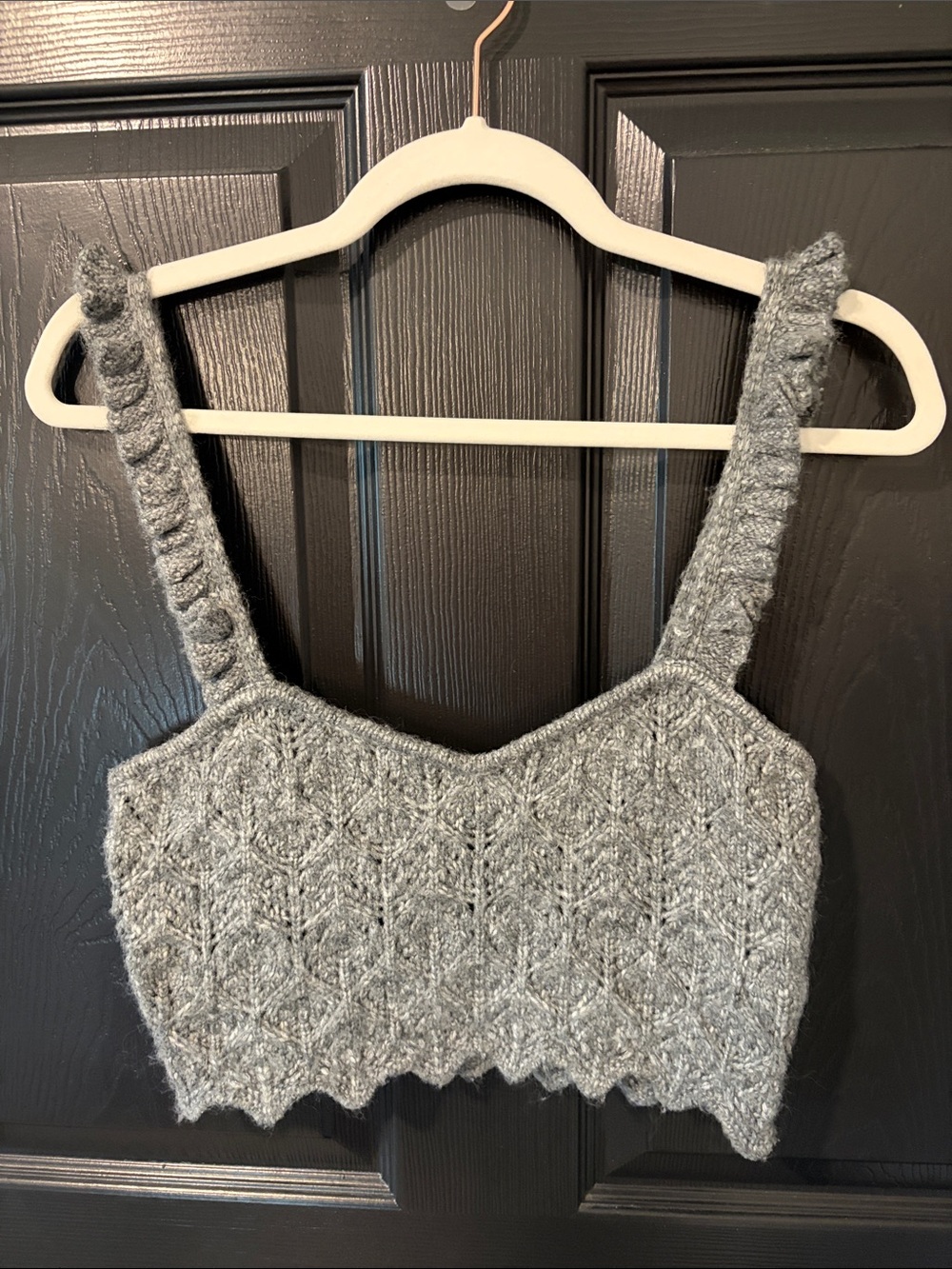 Zara Grey Knit Cropped Tank with Braided Straps